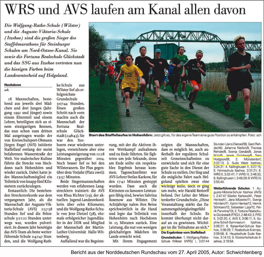Bericht aus der Norddeutschen Rundschau vom 27. April 2005, Autor: Schwichtenberg